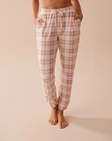 Pantalon de pyjama jogger ultra doux à carreaux roses