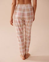 Pantalon de pyjama jogger ultra doux à carreaux roses