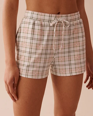 Short de pyjama ultra doux à carreaux roses