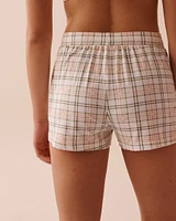 Short de pyjama ultra doux à carreaux roses