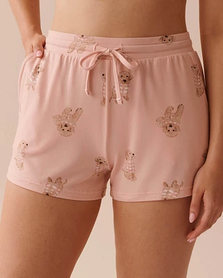 Short de pyjama ultra doux à imprimé chien