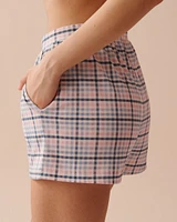 Short de pyjama en coton à carreaux bleus