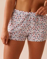 Apple Print Cotton Pajama Shorts