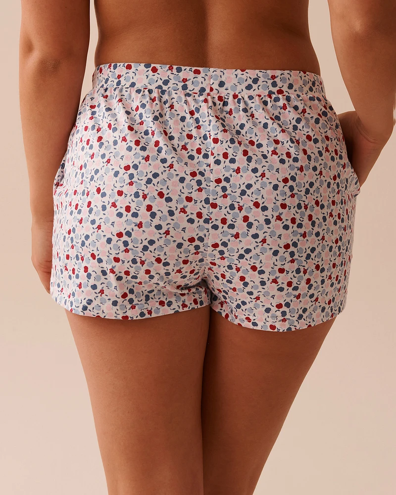 Apple Print Cotton Pajama Shorts