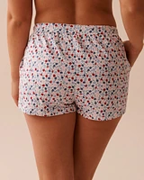 Apple Print Cotton Pajama Shorts