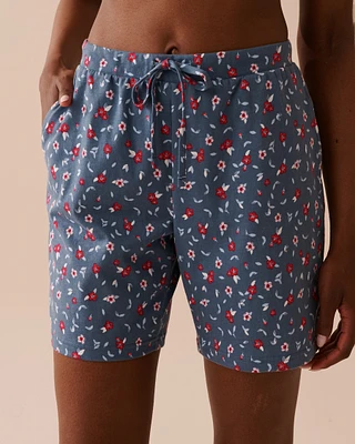 Bermuda de pyjama en coton à fleurs