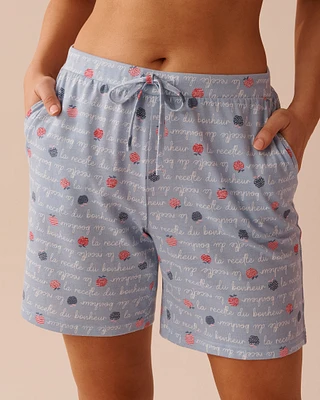 Bermuda de pyjama en coton à imprimé pomme