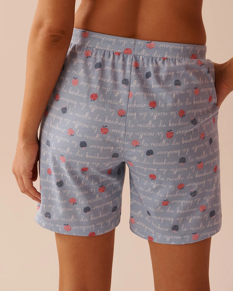Bermuda de pyjama en coton à imprimé pomme
