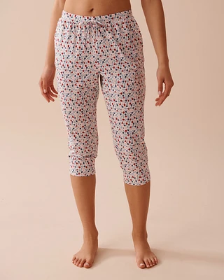 Capri de pyjama ajusté en coton à imprimé pomme