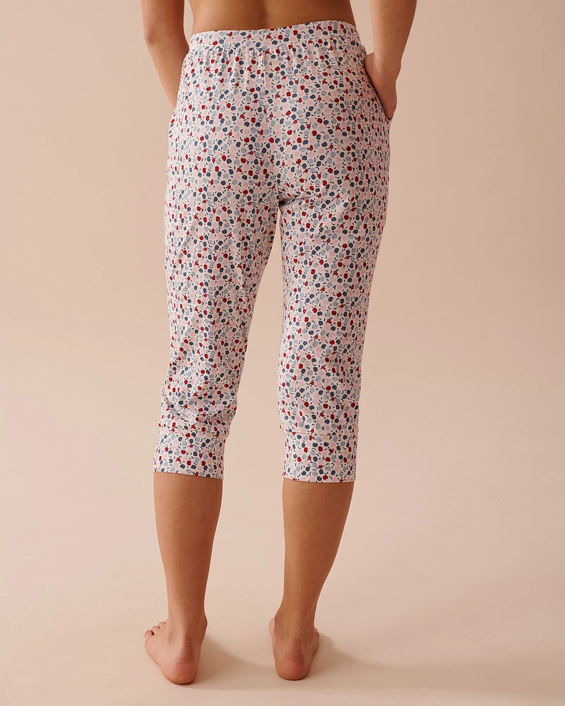 Capri de pyjama ajusté en coton à imprimé pomme