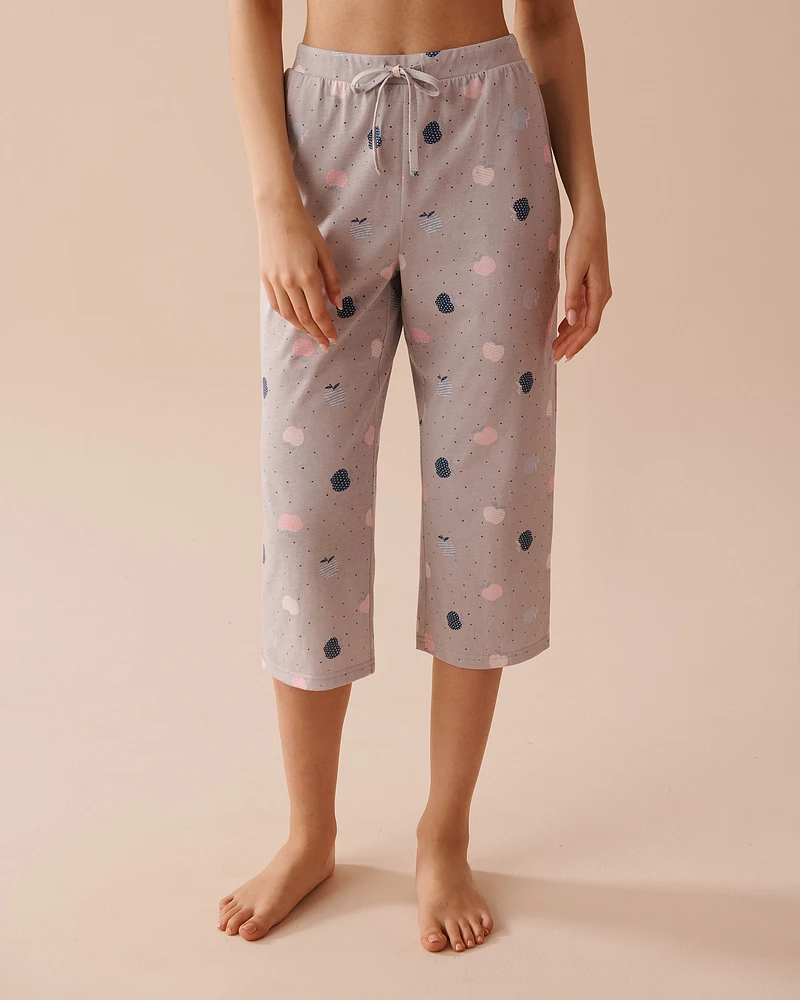 Apple Print Cotton Pajama Capris