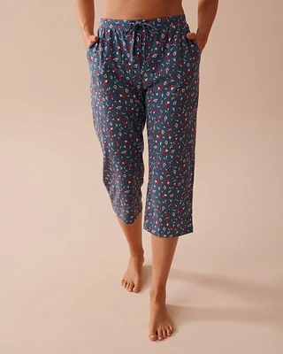 Capri de pyjama en coton à fleurs