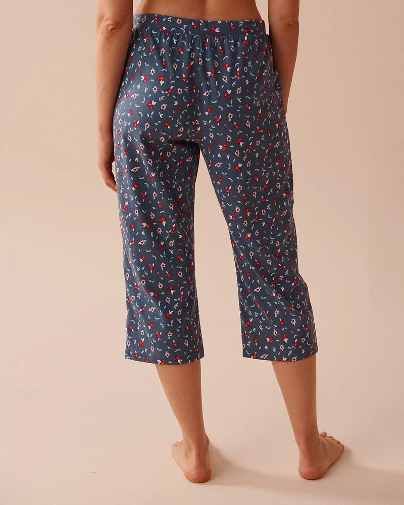 Capri de pyjama en coton à fleurs