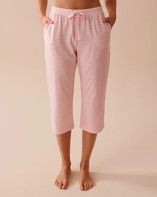 Capri de pyjama en coton à rayures roses