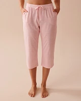 Capri de pyjama en coton à rayures roses