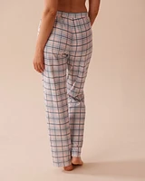 Pantalon de pyjama en coton à carreaux bleus