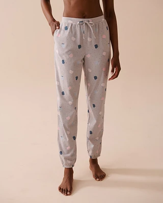 Pantalon de pyjama jogger en coton à imprimé pomme