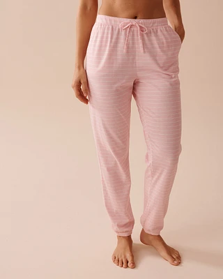 Pink Striped Cotton Jogger Pyjama Pants