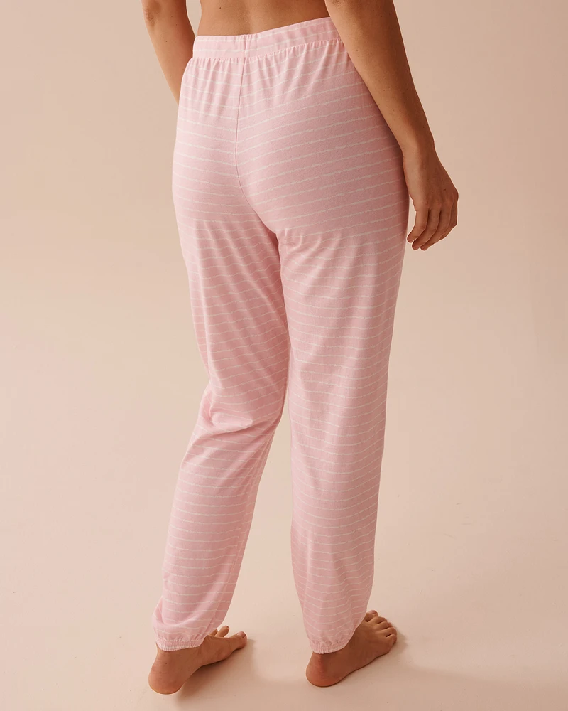 Pink Striped Cotton Jogger Pyjama Pants