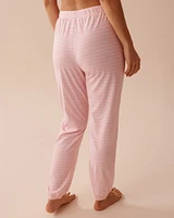 Pantalon de pyjama jogger en coton à rayures roses