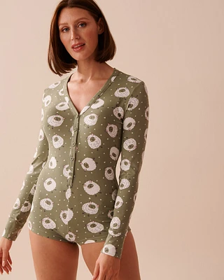Combishort ultra doux à imprimé mouton