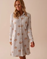 Chemise de nuit en jersey côtelé imprimé chien
