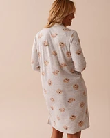 Chemise de nuit en jersey côtelé imprimé chien
