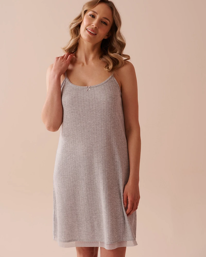 Lace Trim Pointelle Knit Nightie