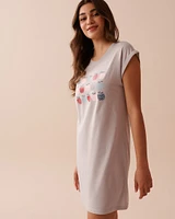 Apple Print Cotton Short Sleeve Sleepshirt