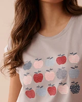 Apple Print Cotton Short Sleeve Sleepshirt