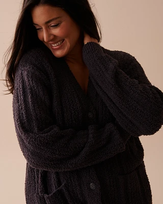 Cardigan côtelé en chenille