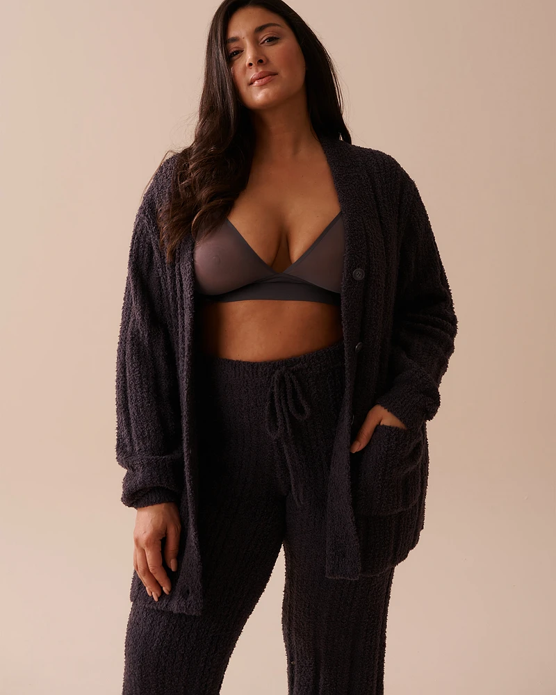 Cardigan côtelé en chenille