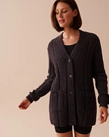 Cardigan côtelé en chenille