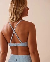 PASTEL BLUE Textured Bandeau Bikini Top