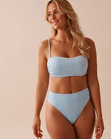 PASTEL BLUE Textured Bandeau Bikini Top