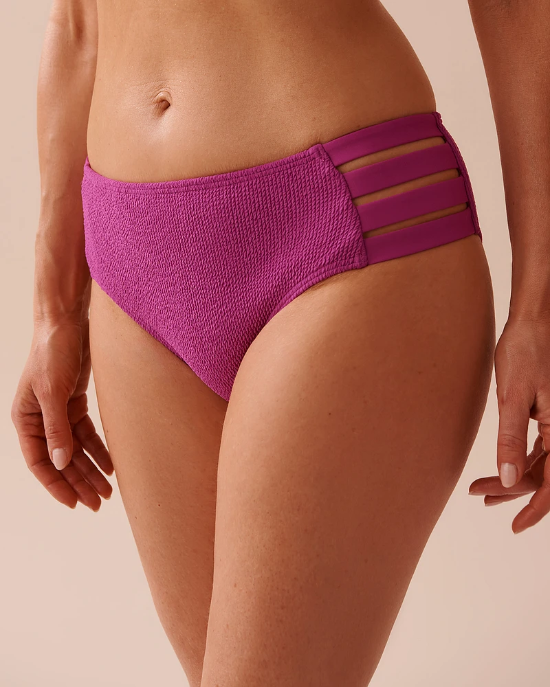 MAGENTA Textured Strappy Side Bikini Bottom