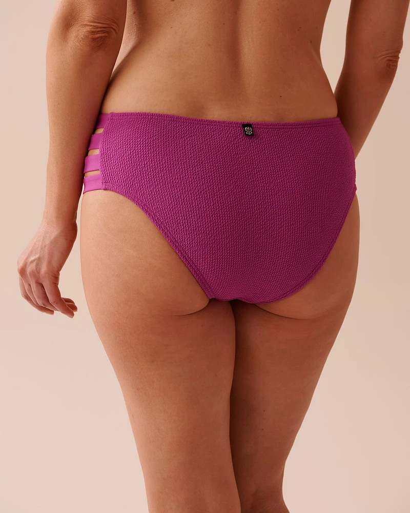 MAGENTA Textured Strappy Side Bikini Bottom