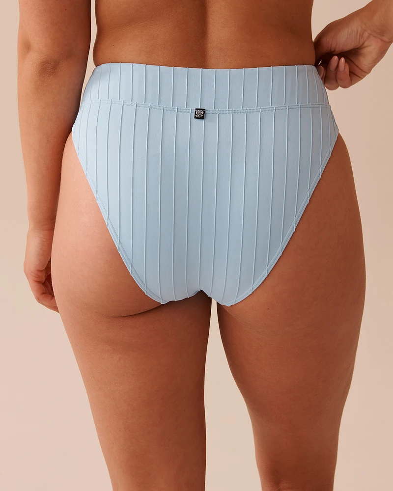 PASTEL BLUE Textured High Waist Brazilian Bikini Bottom