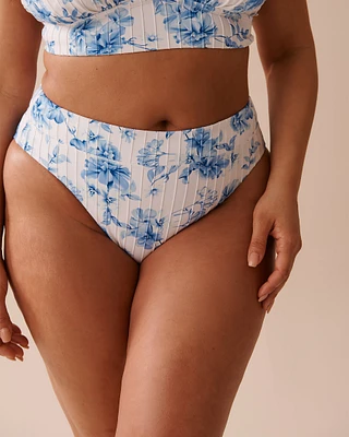 Bas de bikini brésilien taille haute texturé BLUE MEADOW