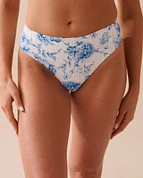 Bas de bikini brésilien taille haute texturé BLUE MEADOW