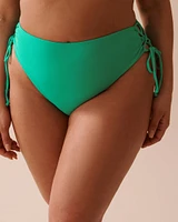 Bas de bikini cheeky taille haute lacé en fibres recyclées AQUA GREEN