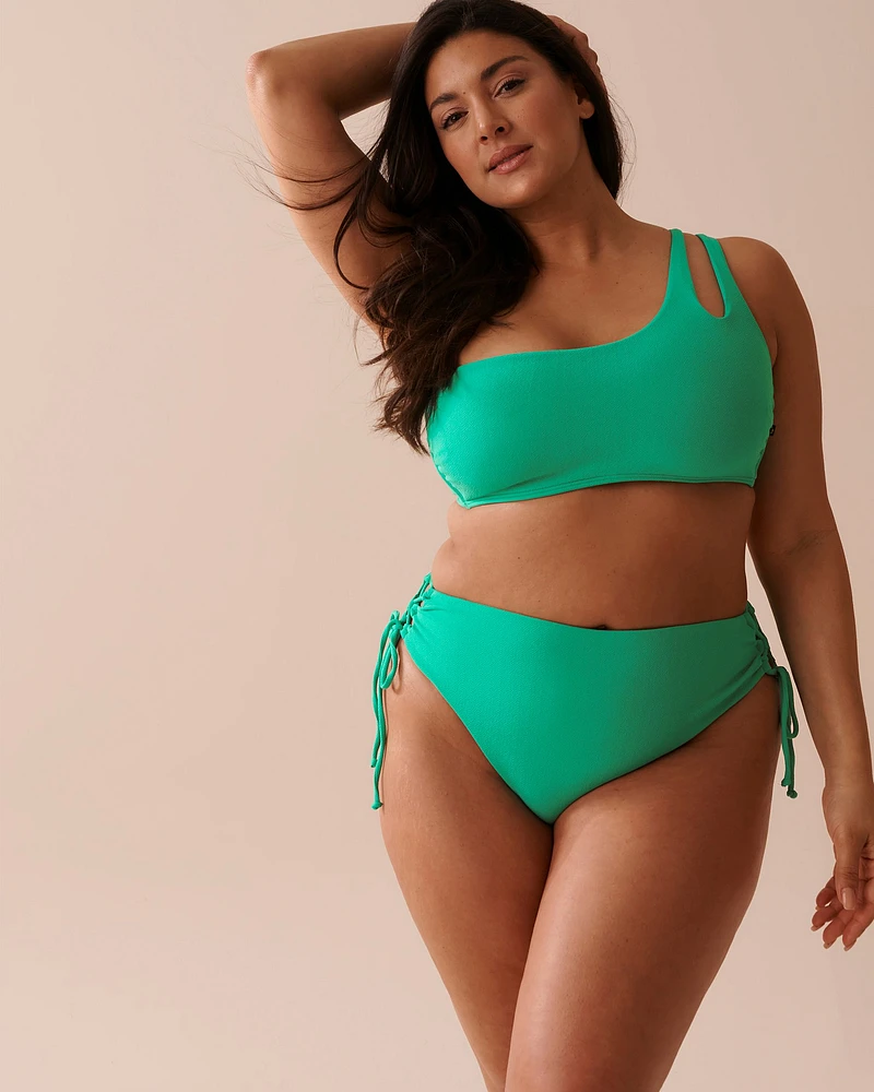 Bas de bikini cheeky taille haute lacé en fibres recyclées AQUA GREEN