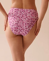 BOHO PINK FLORAL Recycled Fibers High Waist Brazilian Bikini Bottom