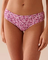 BOHO PINK FLORAL Recycled Fibers Mid Waist Bikini Bottom