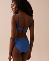 TWILIGHT BLUE Textured V-wire and Cut-out One-piece Swimsuit