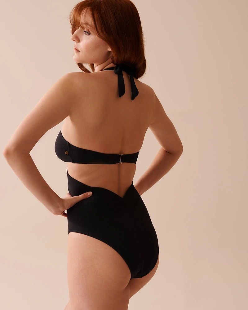 Maillot une-pièce à découpes sur les côtés en fibres recyclées SOLID