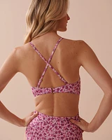 Maillot une-pièce armature en V et découpes fibres recyclées BOHO PINK FLORAL