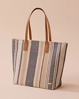 Striped Jute-style Beach Bag