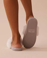 Suede and Faux Fur Slippers