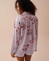 Victorian Floral Satin Button-down Shirt